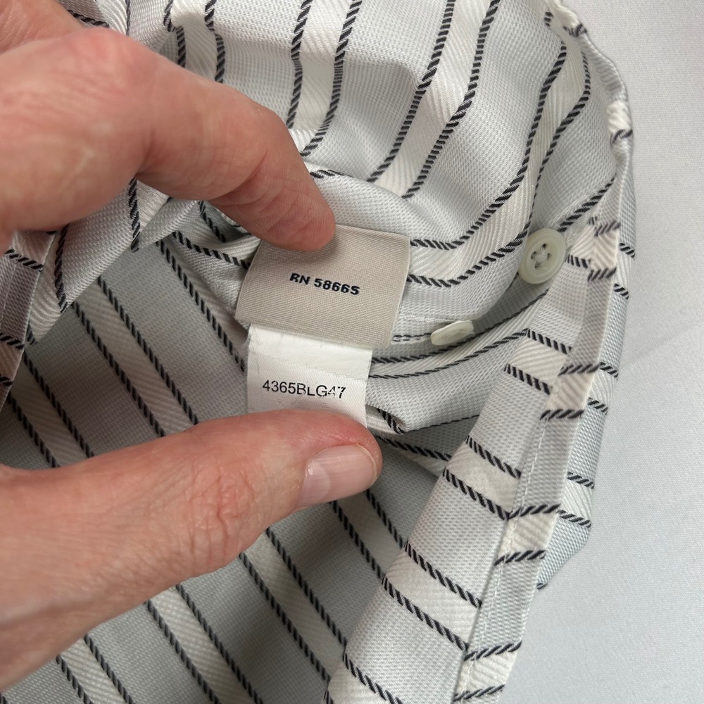 Faconnable Mens Striped Button Down Shirt Blue White Cotton Size M 4365BLG47 - Picture 8 of 8